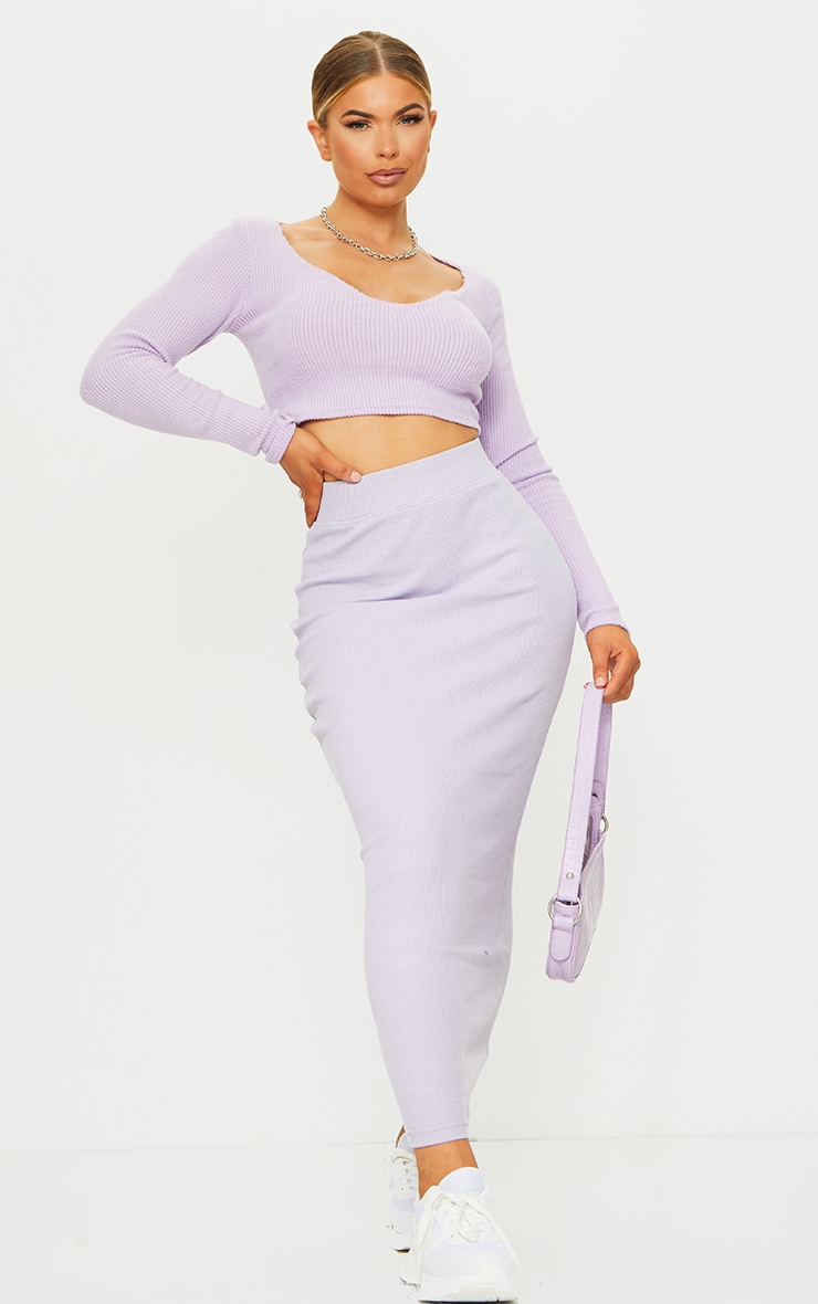 Lilac Ribbed Midaxi Skirt