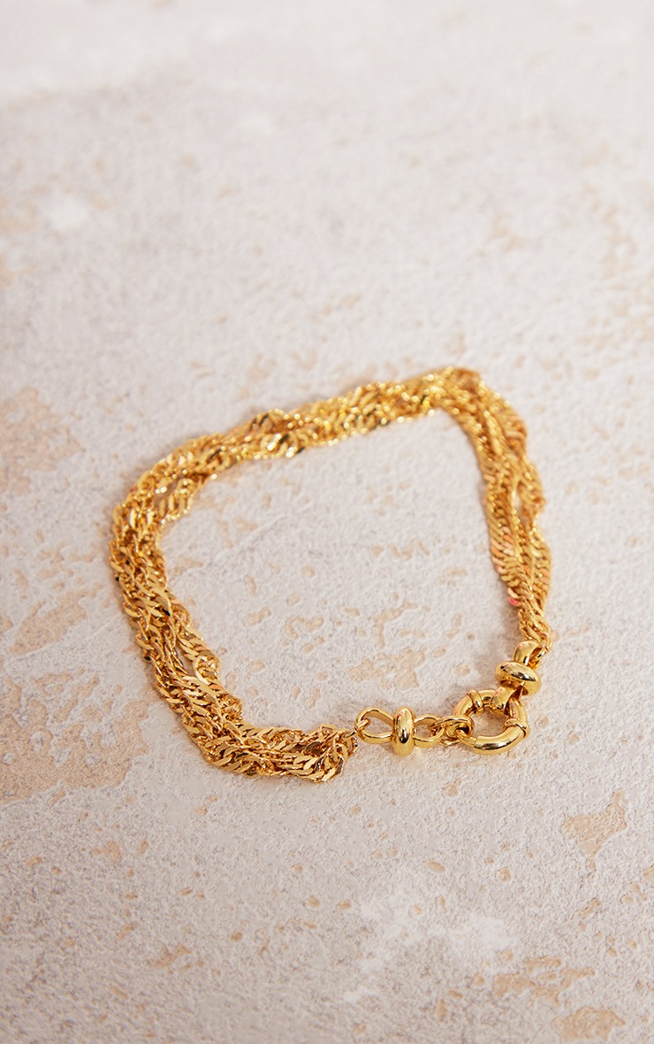 Gold Plated Snake Chain Layered Bracelet PrettyLittleThing AUS
