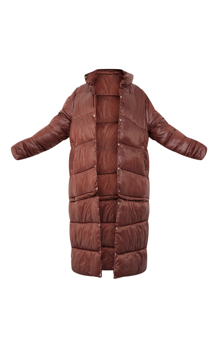 Plus Chocolate Detachable Sleeve And Hem Maxi Puffer Coat image 5