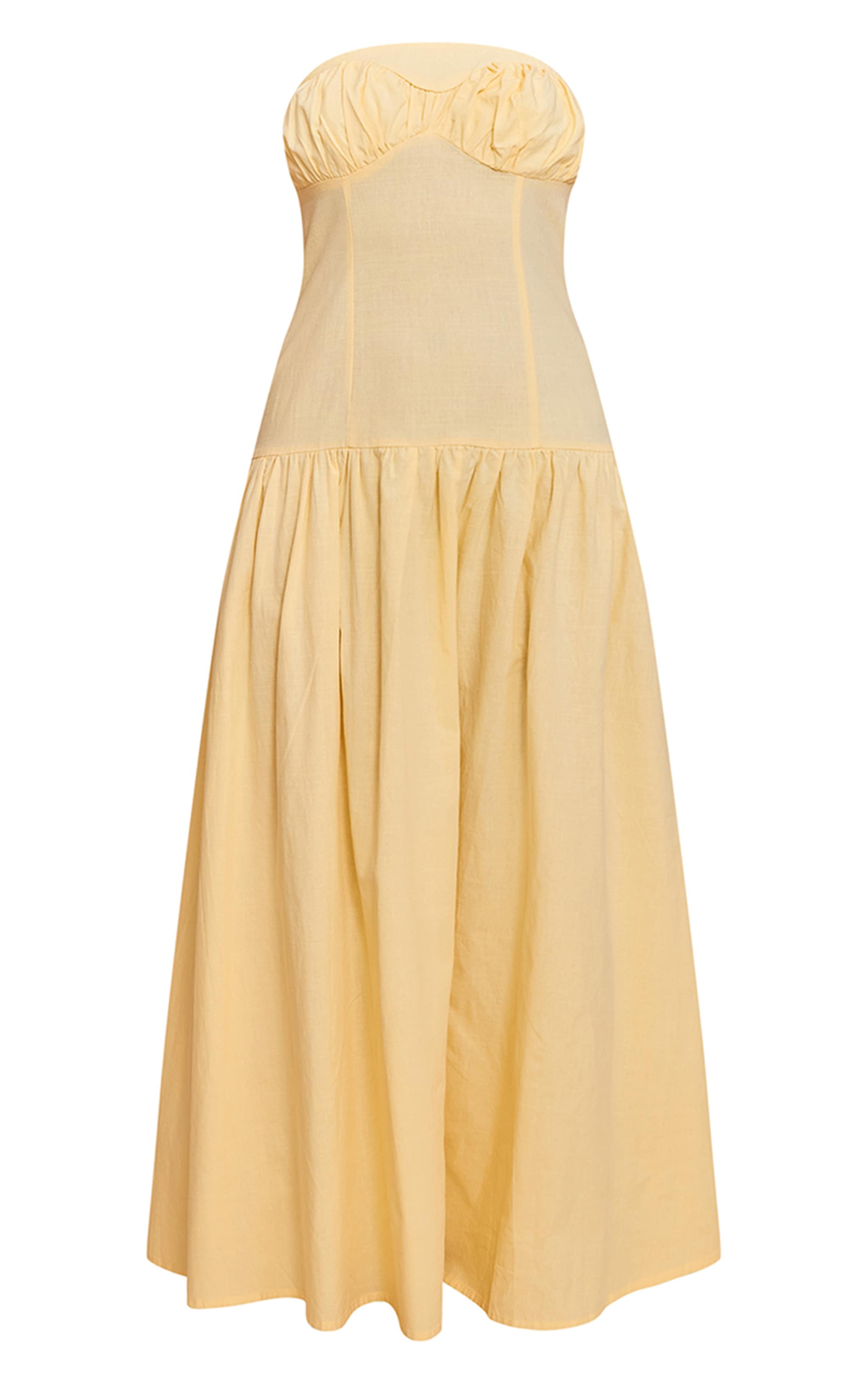 Lemon Bandeau Bust Seam Detail Maxi Dress image 5