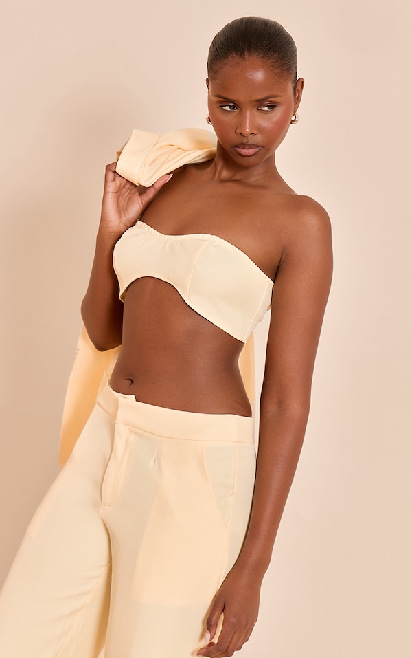 Butter Yellow Woven Tailored Bandeau Top