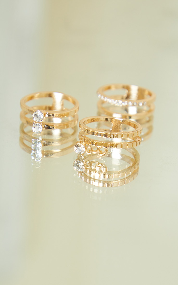 Gold Diamante Assorted Rings image 2