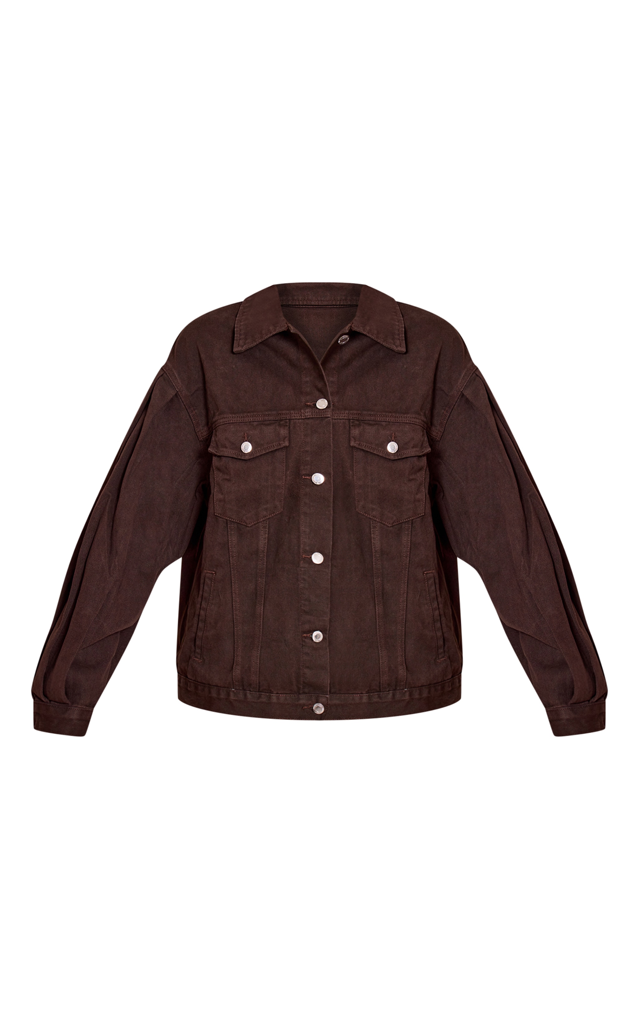 Veste oversize en jean chocolat foncé à manches cocon image 5