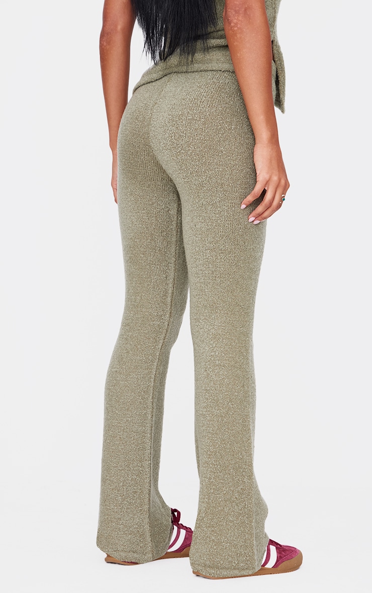 Olive Soft Bobble Knit Wide Leg Pants image 3