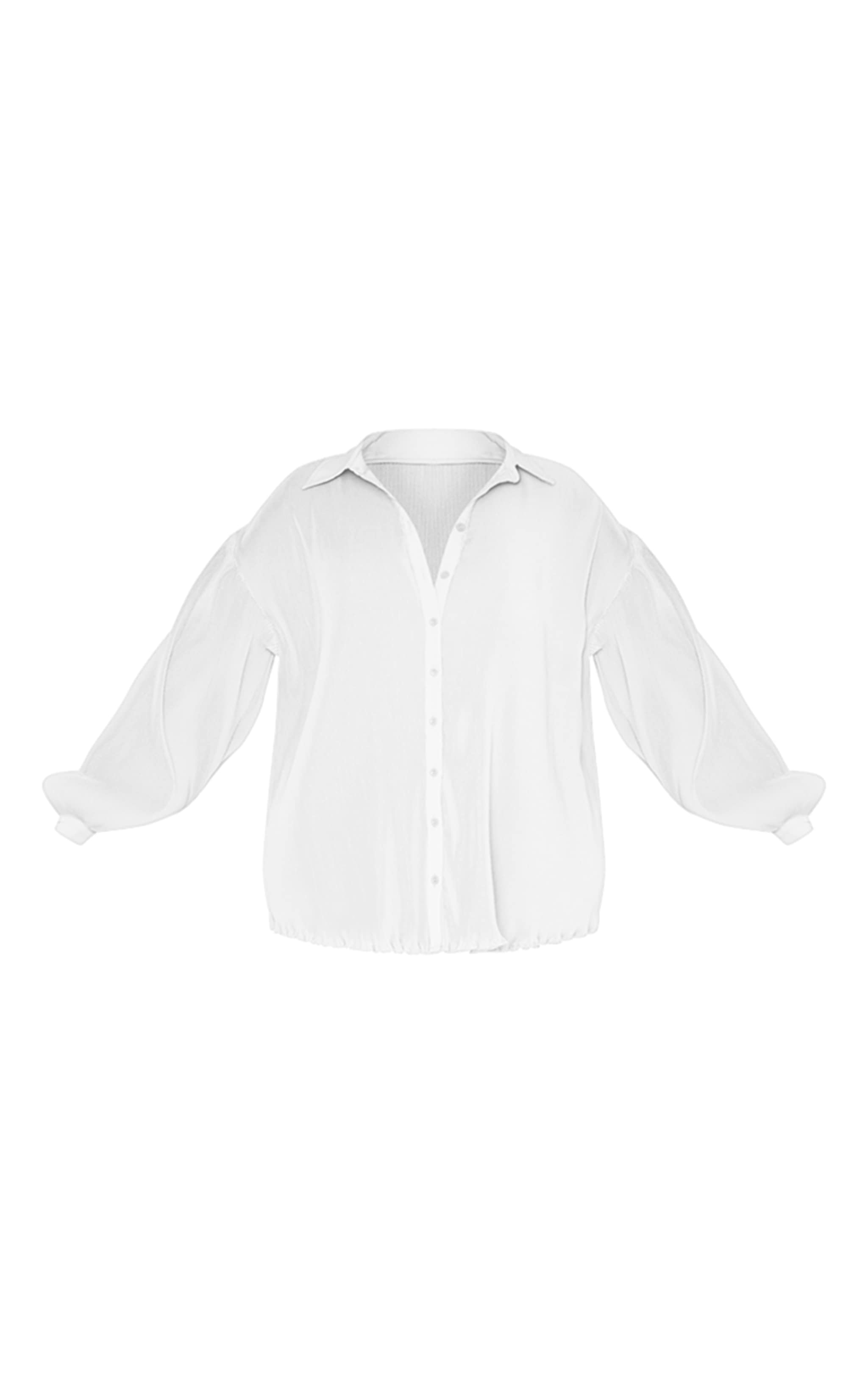  Plus White Plisse Button Front Oversized Shirt image 5