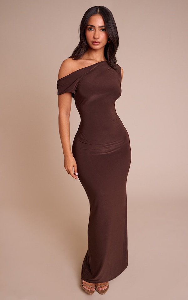 Petite Robe longue chocolat à empiècement