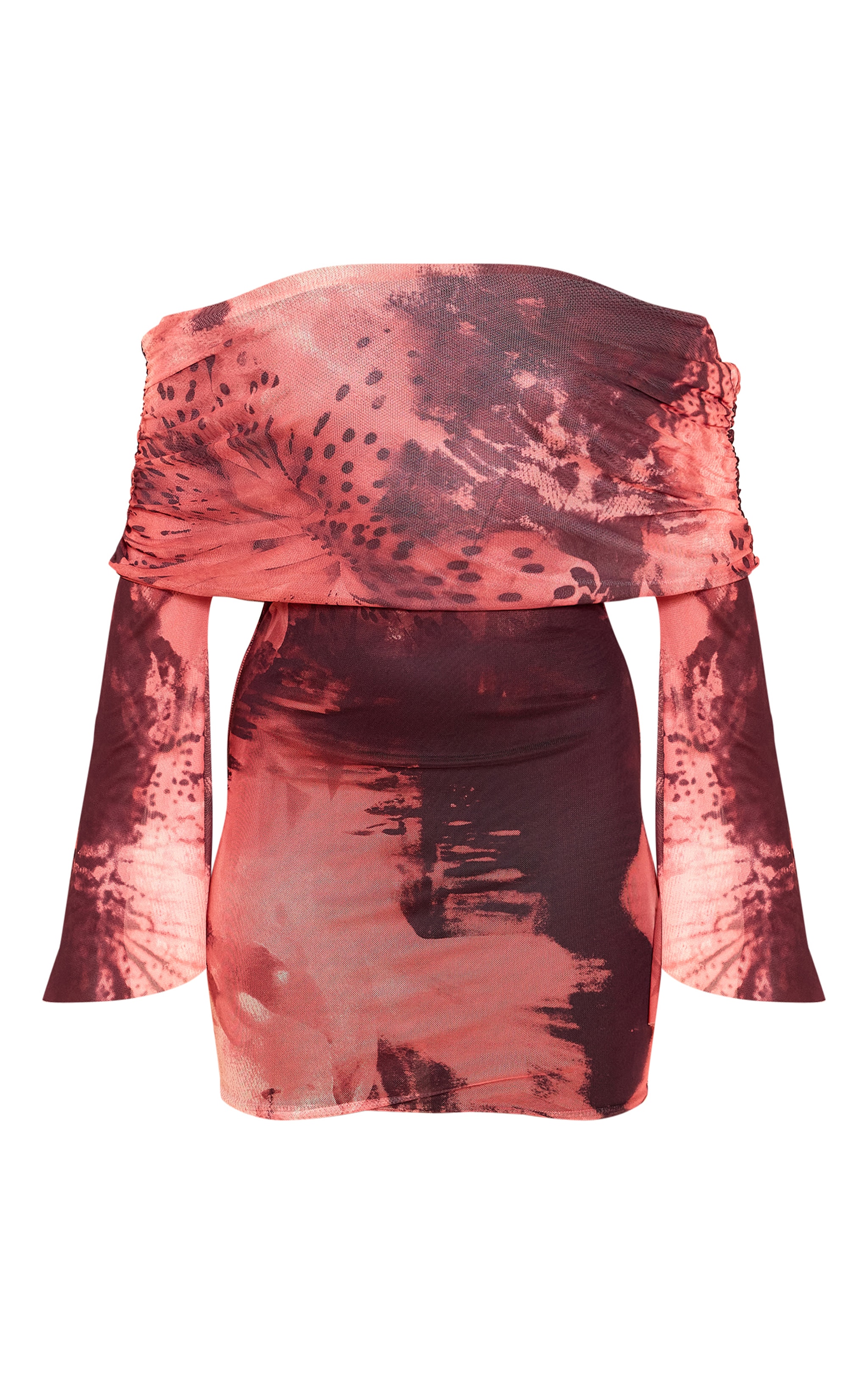 Pink Leopard Print Lined Mesh Long Sleeve Mini Dress image 5