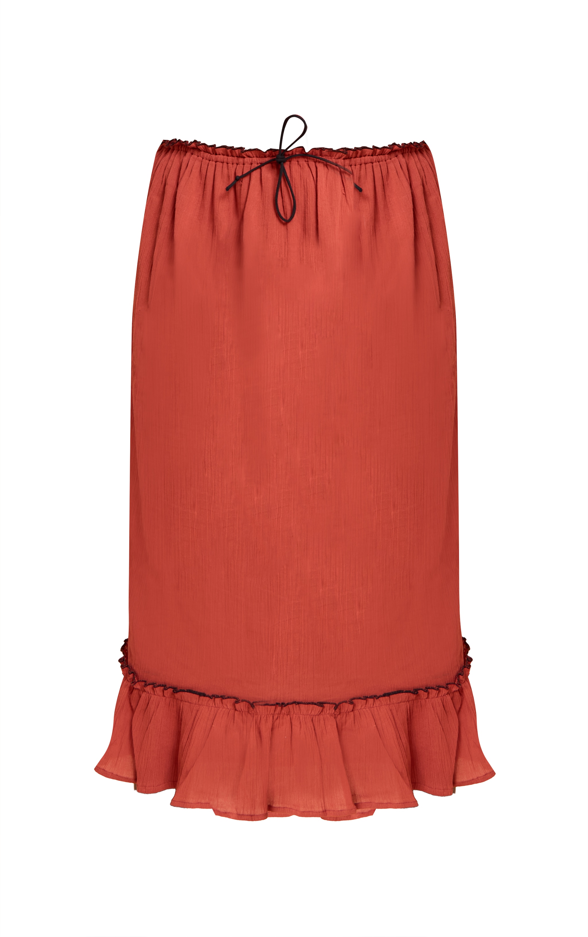 Plus Rust Cheesecloth Maxi Contrast Skirt image 5