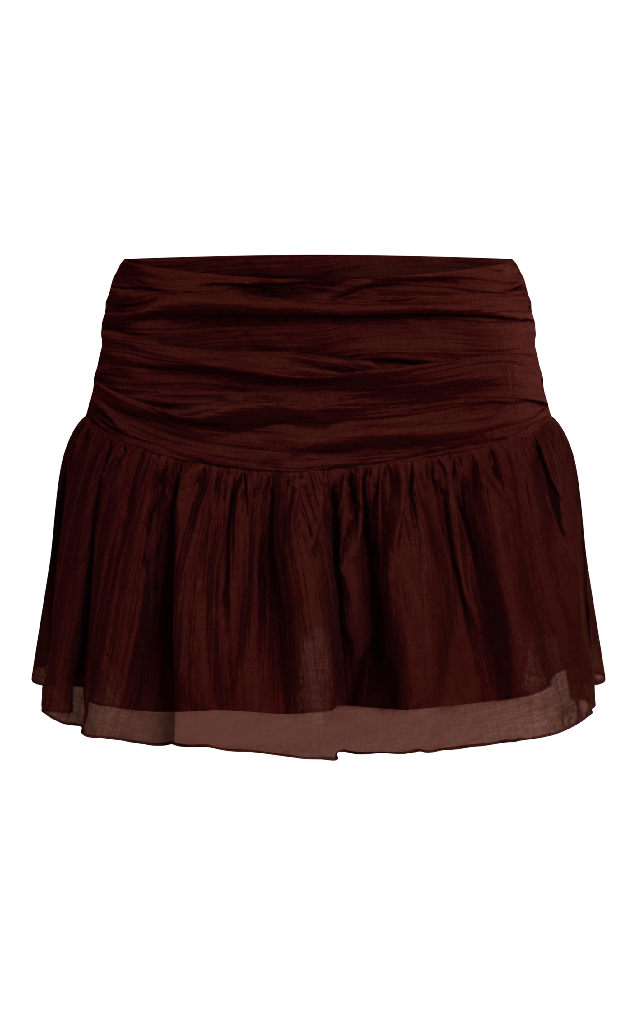 Dark Chocolate Crinkle Textured Low Rise Micro Mini Skirt image 6
