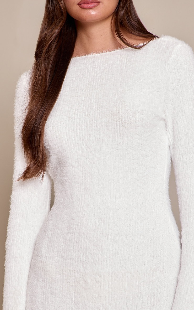 Cream Fluffy Scoop Back Maxi Dress image 4