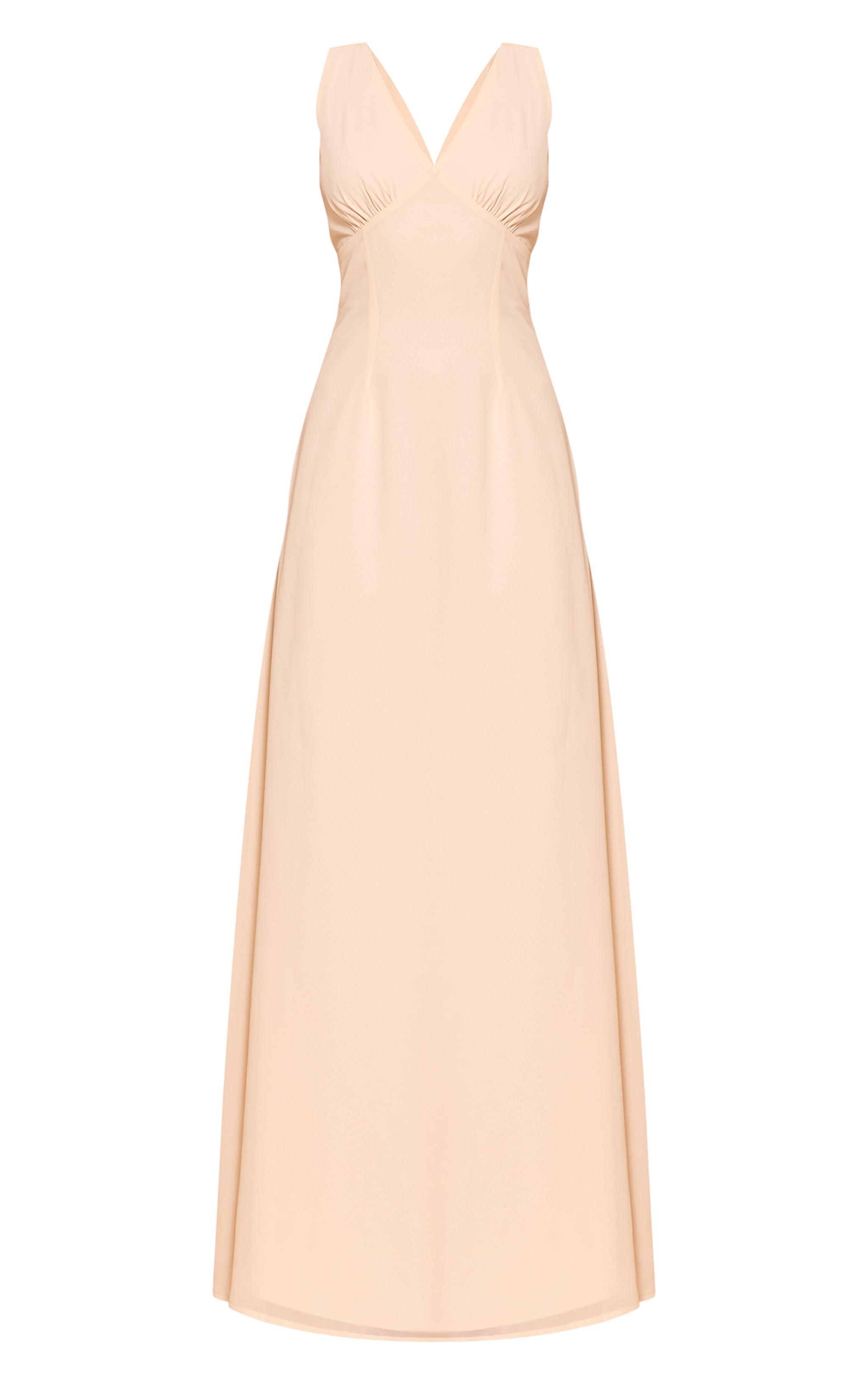 Butter Cream Plunge Chiffon Sleeveless Maxi Dress image 5