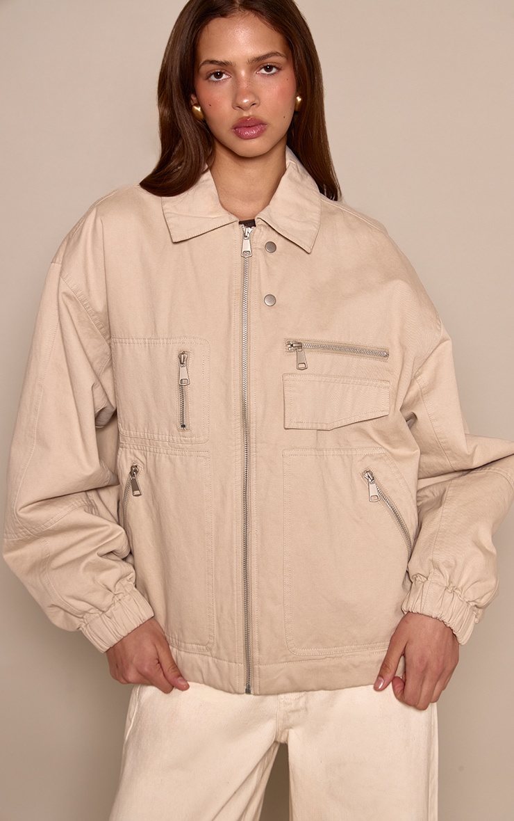 Veste oversize en maille sergée écru image 1