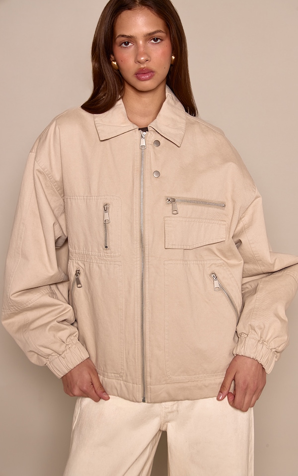 Veste oversize en maille sergée écru