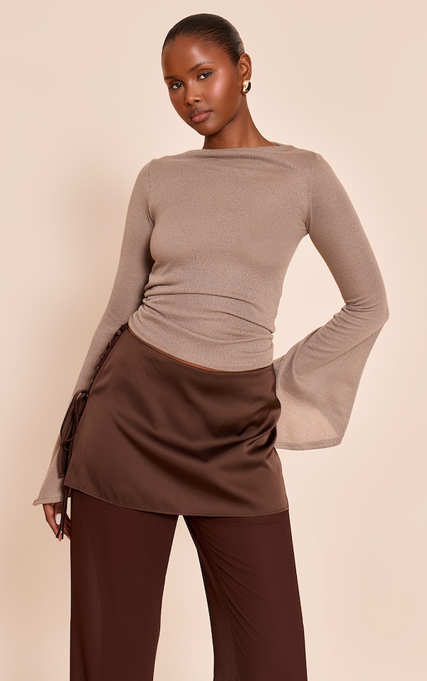 Mushroom Textured Extreme Flute Sleeve Long Top