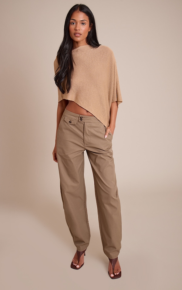 Tall Khaki Woven Button Pants