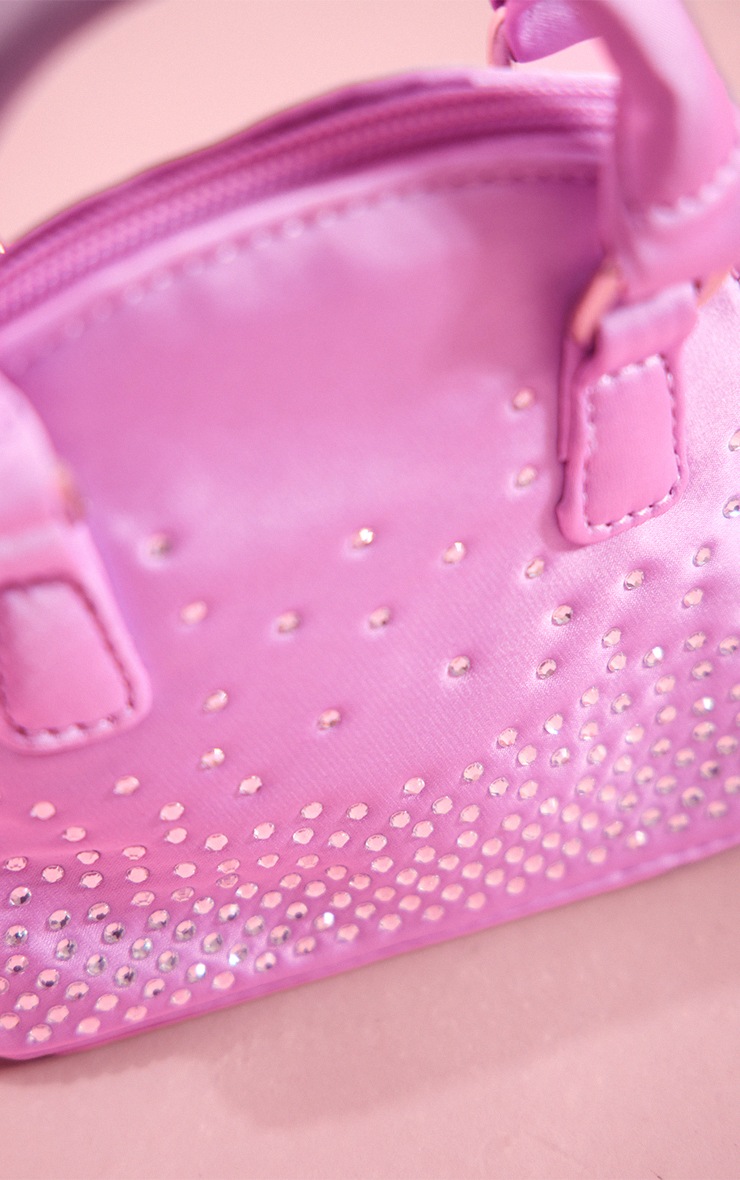 Lilac Satin Diamante Mini Bag image 4