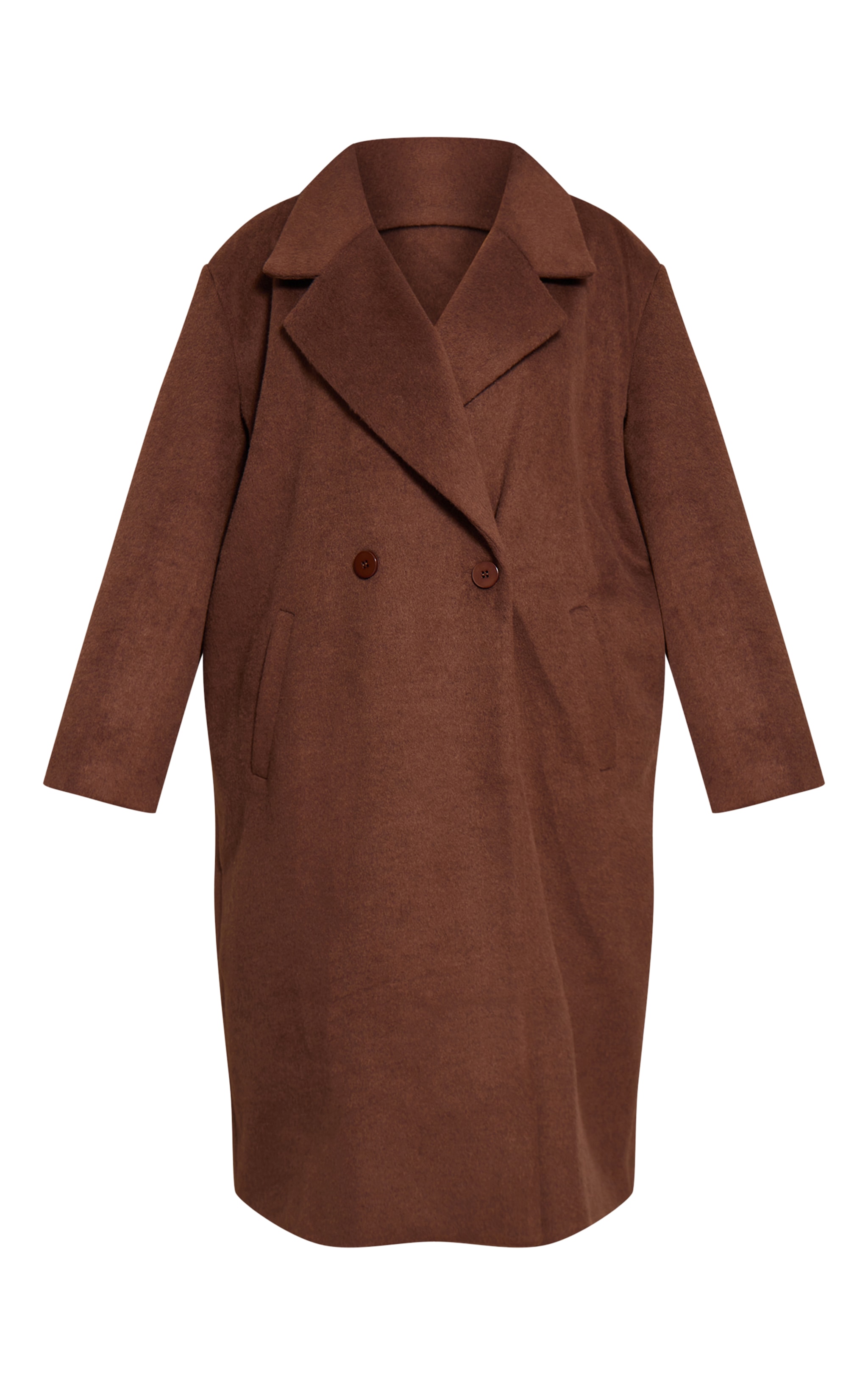Plus Chocolate Brushed Wool Maxi Coat image 5