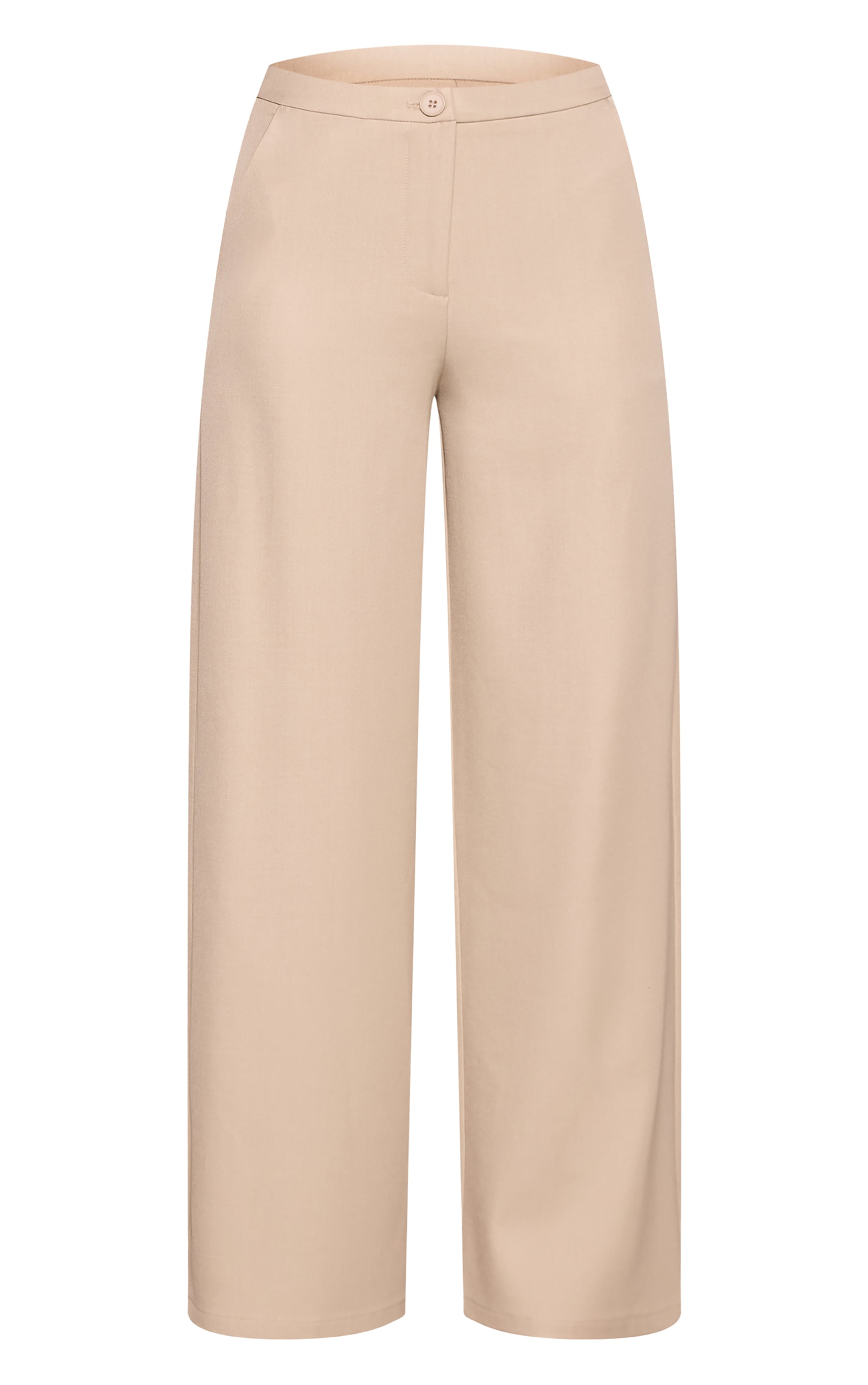  Almond Woven Pleated Mid Rise Wide Leg Pants image 5