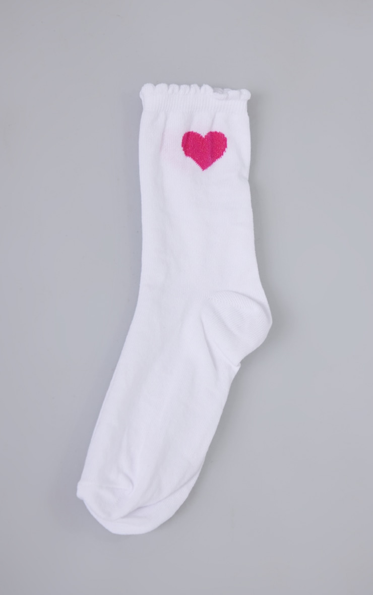 White Heart Embroidered Socks image 3