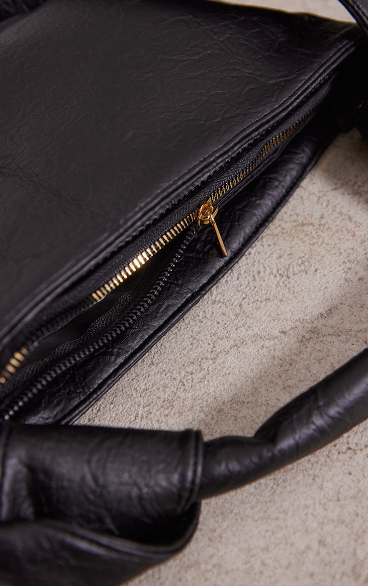 Black Soft Pu Knot Handle Handbag image 4