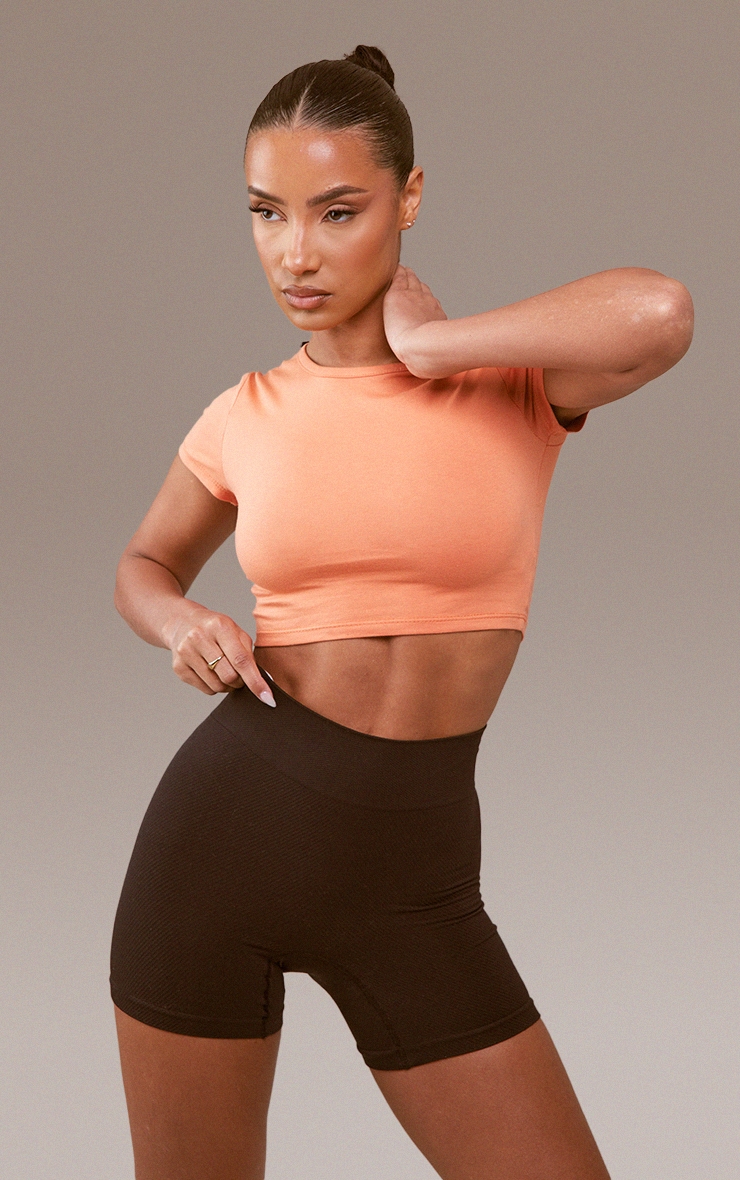 Orange Cotton Short Sleeve Crop Tshirt 1