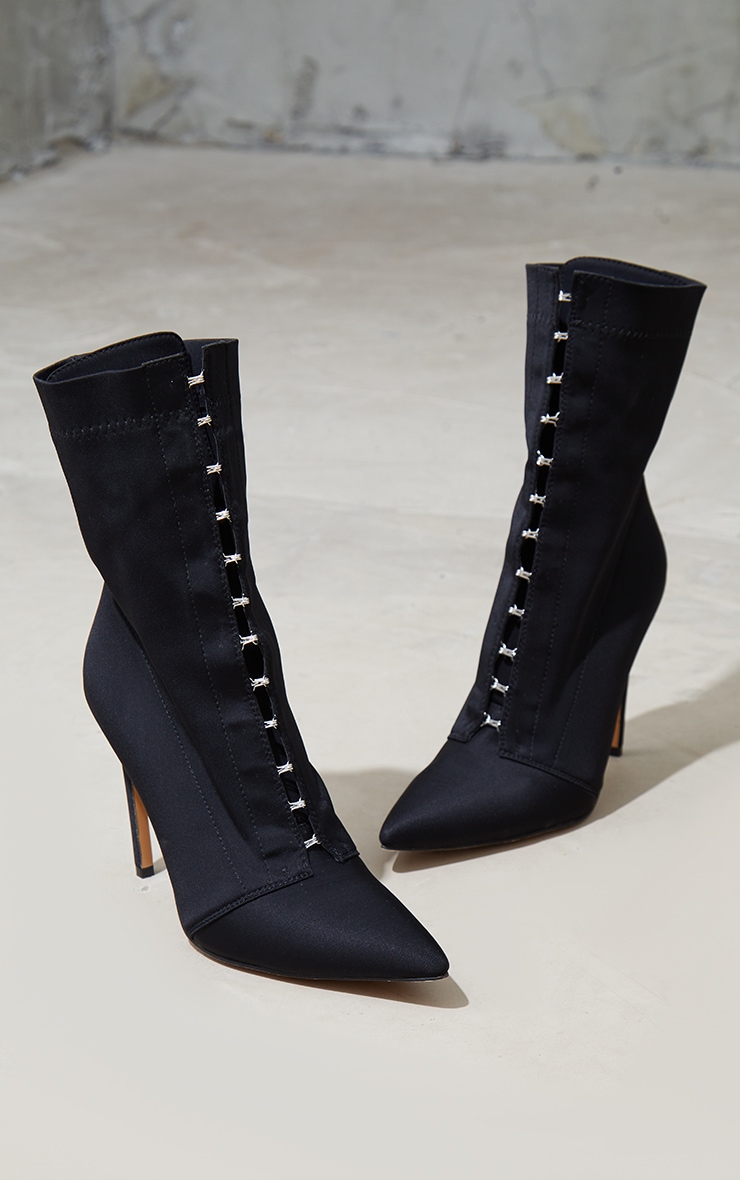 Lace Black Lycra Sock Boots Shabina Black Lycra Street Sole – Burju Shoes