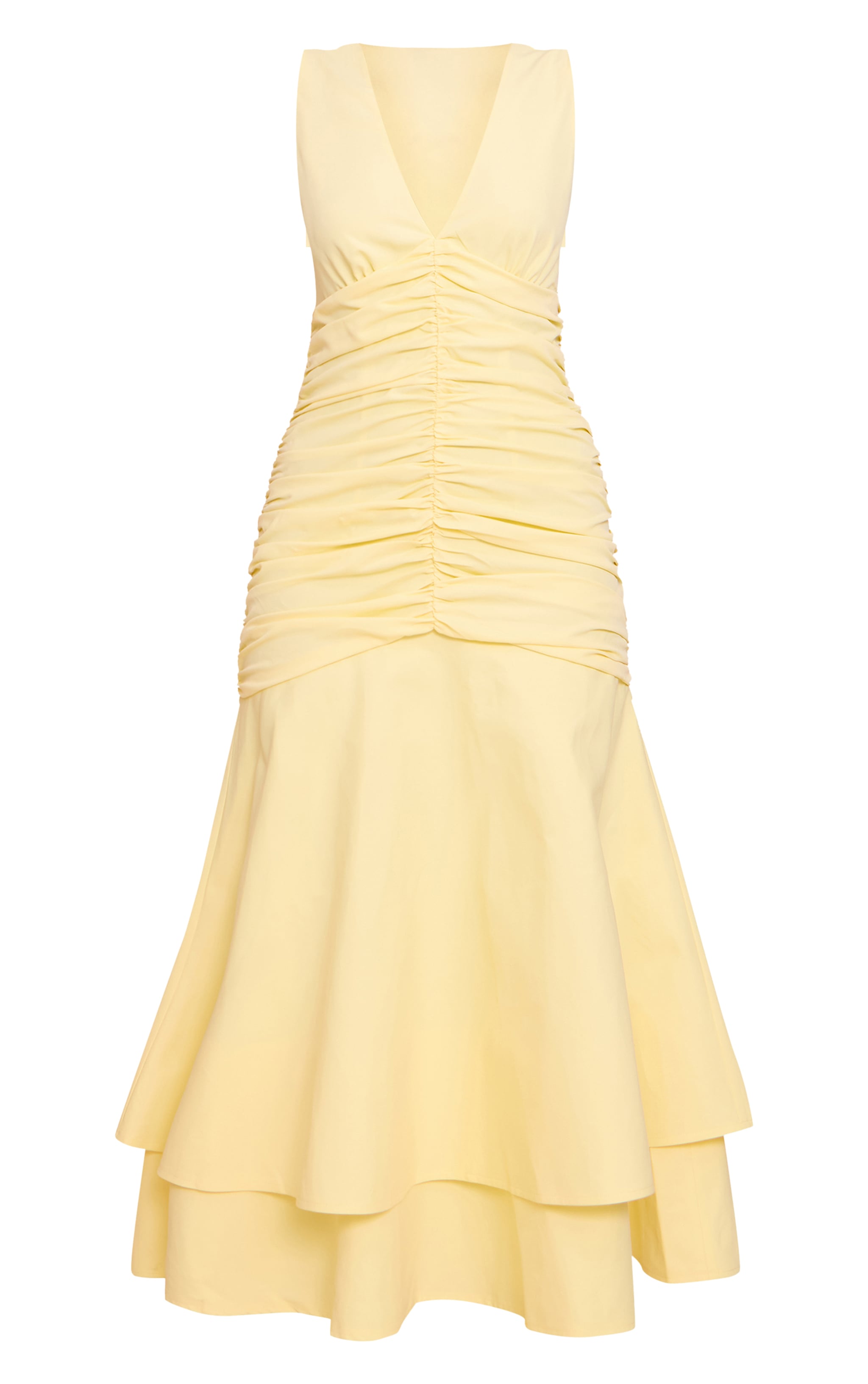 Lemon Woven Ruched Dropped Waist Midaxi Dress image 5