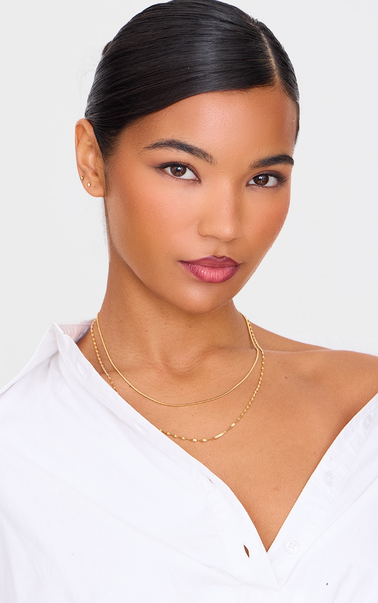Gold Water Resistant Double Layer Twist Necklace image 2