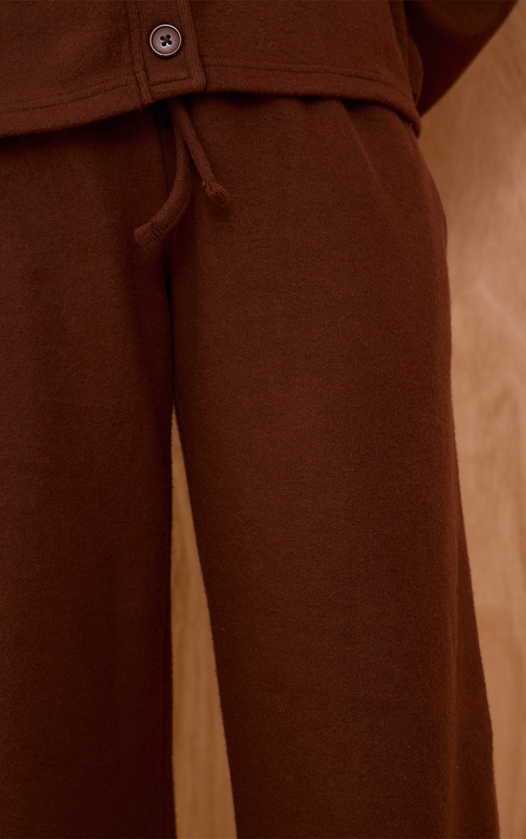 Chocolate Brown Brushed Soft Touch Wide Leg Pant  image 4