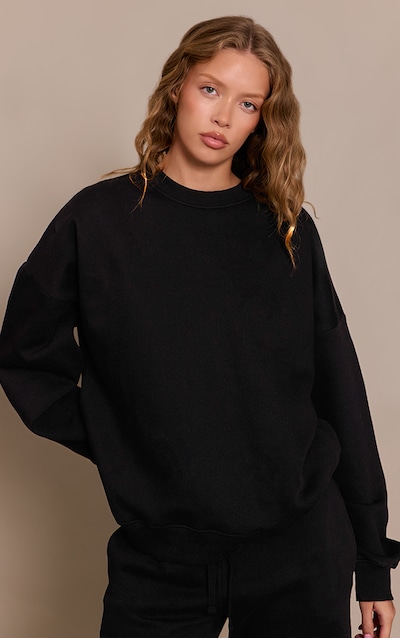 Black Oversized Sweat Tracksuit Set