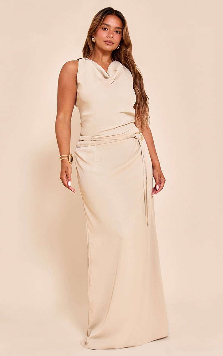 Shape Stone Gold Trim Strappy Tie Maxi Skirt image 1