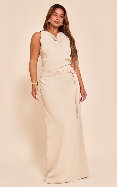 Shape Stone Gold Trim Strappy Tie Maxi Skirt