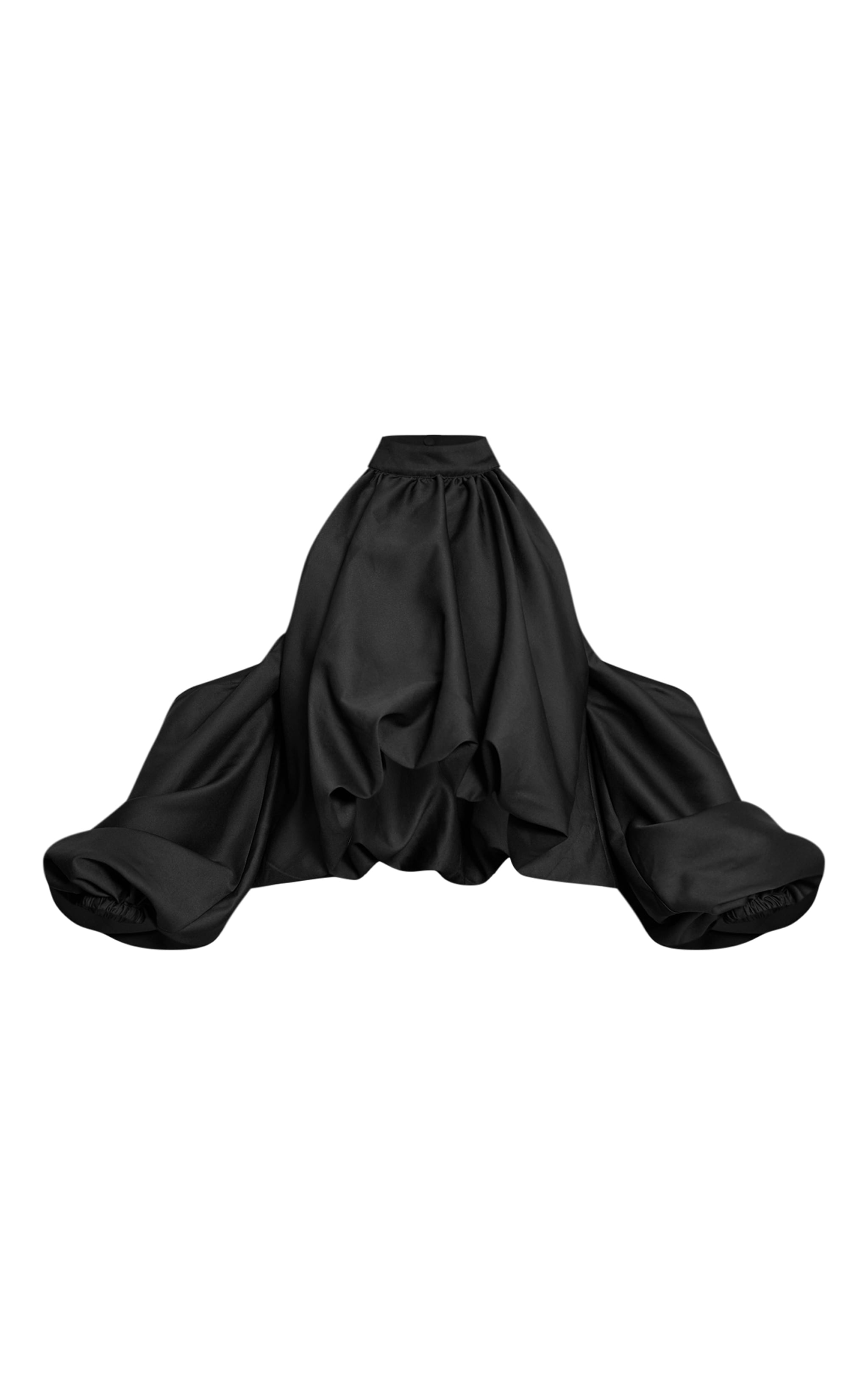 Shape Black Cold Shoulder Puffball Halterneck Top image 5