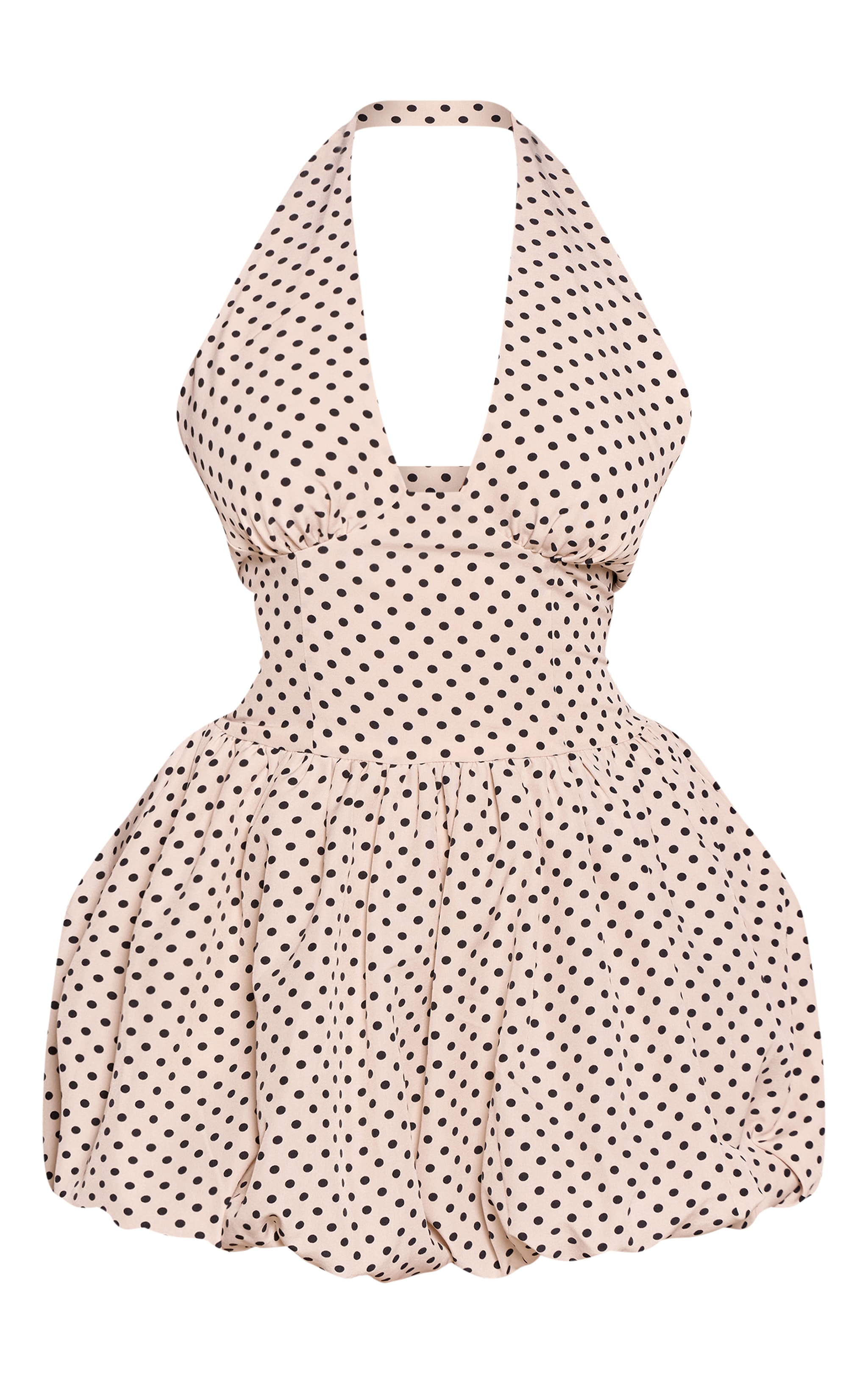 Shape Cream Polka Dot Halterneck Puff Ball Mini Dress image 5