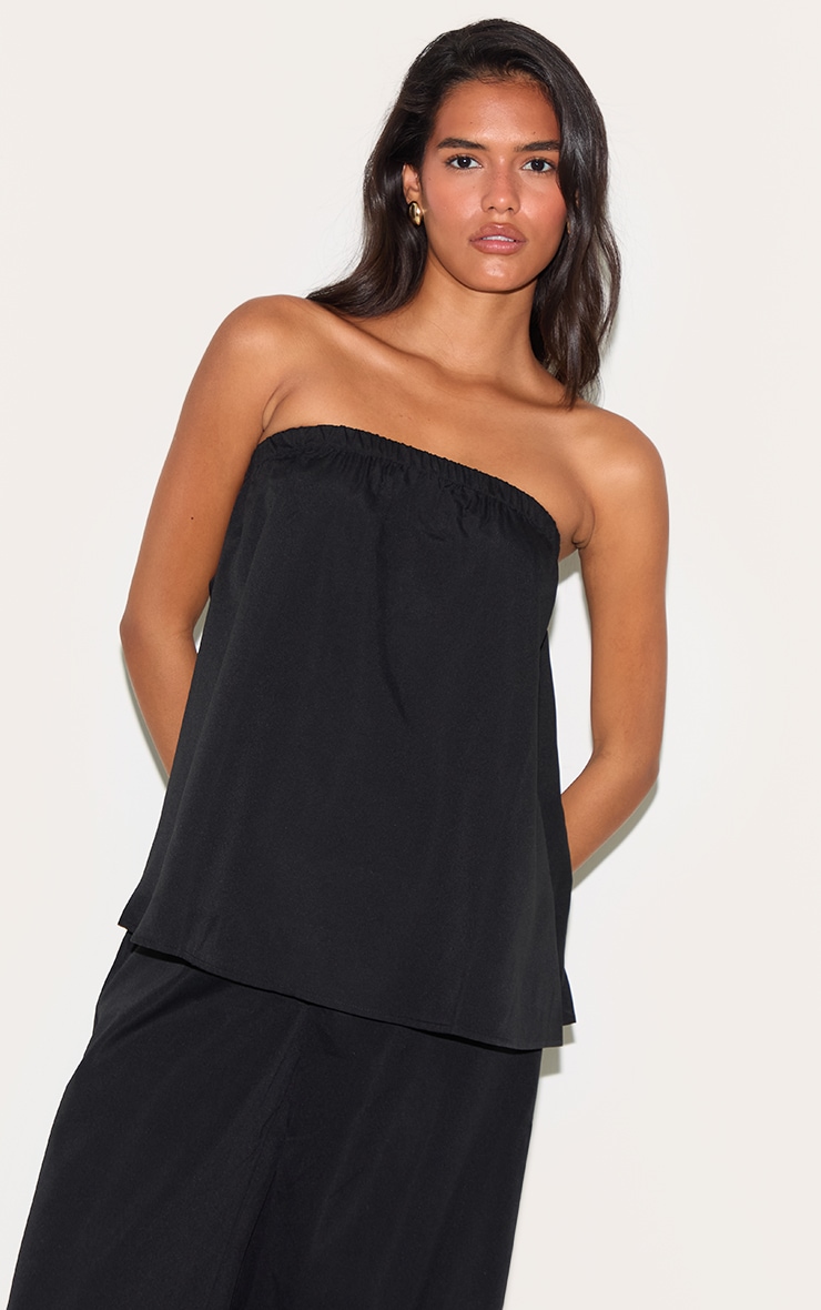Top bustier long fluide tissé noir image 1