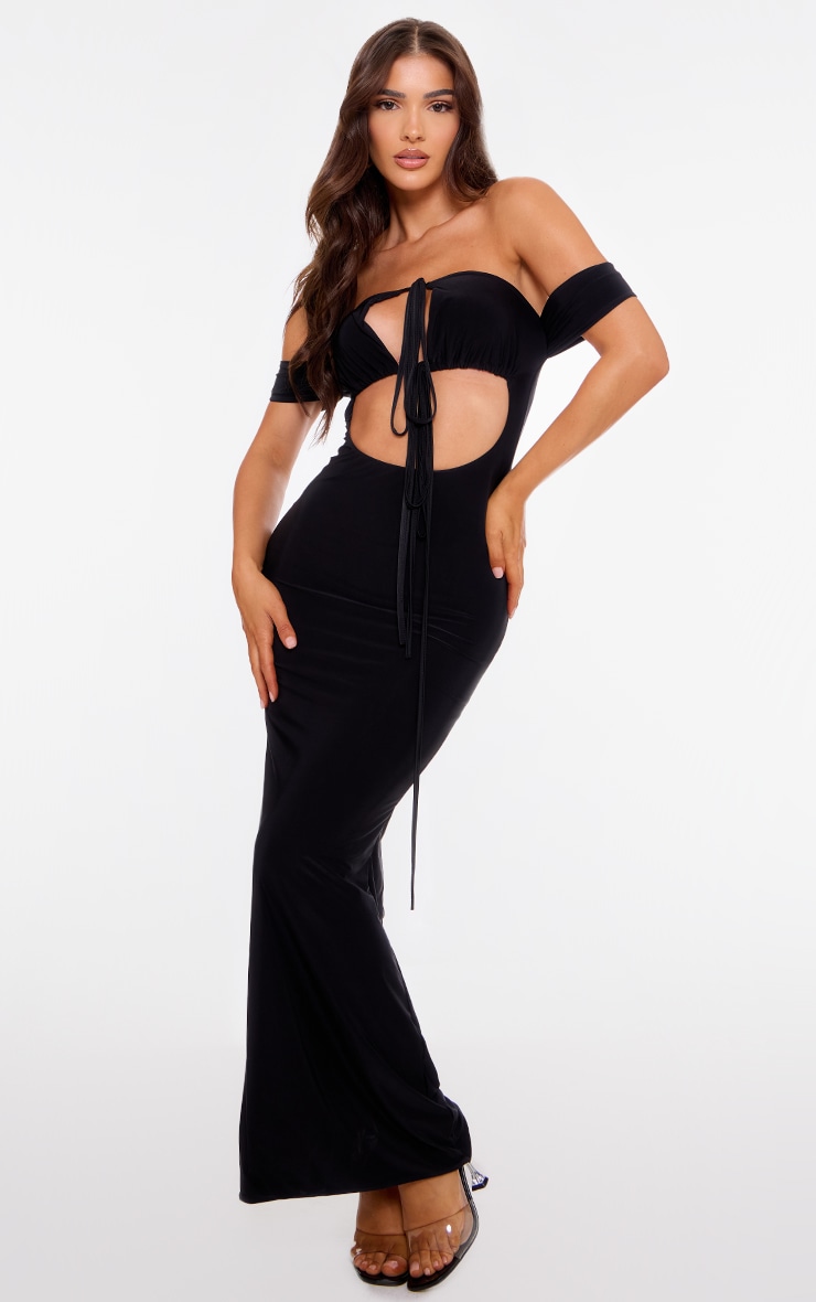 Dark Brown Double Layer Twist Strap Midaxi Dress | Dresses