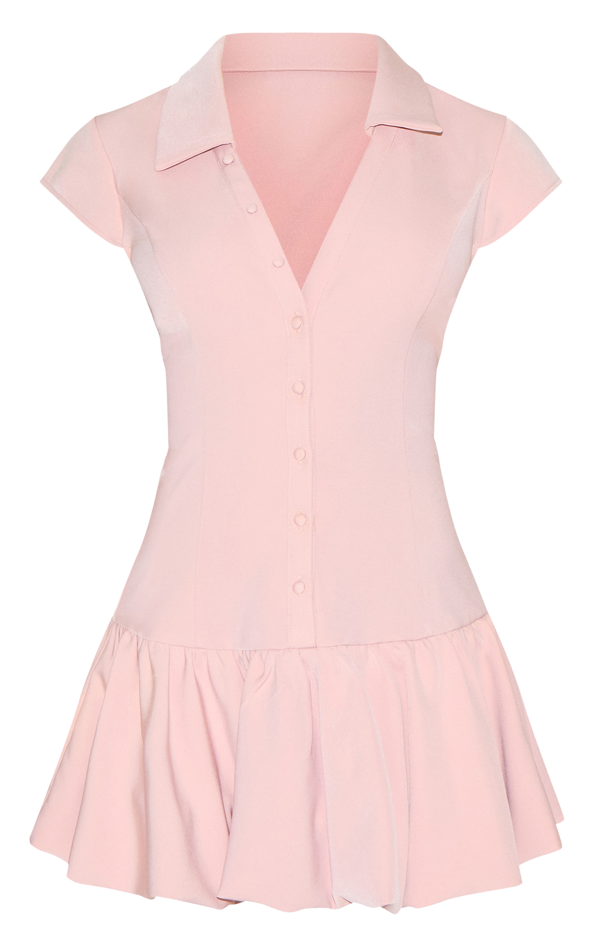 Petite Pale Rose V-neck Fitted Pleated Mini Dress image 5