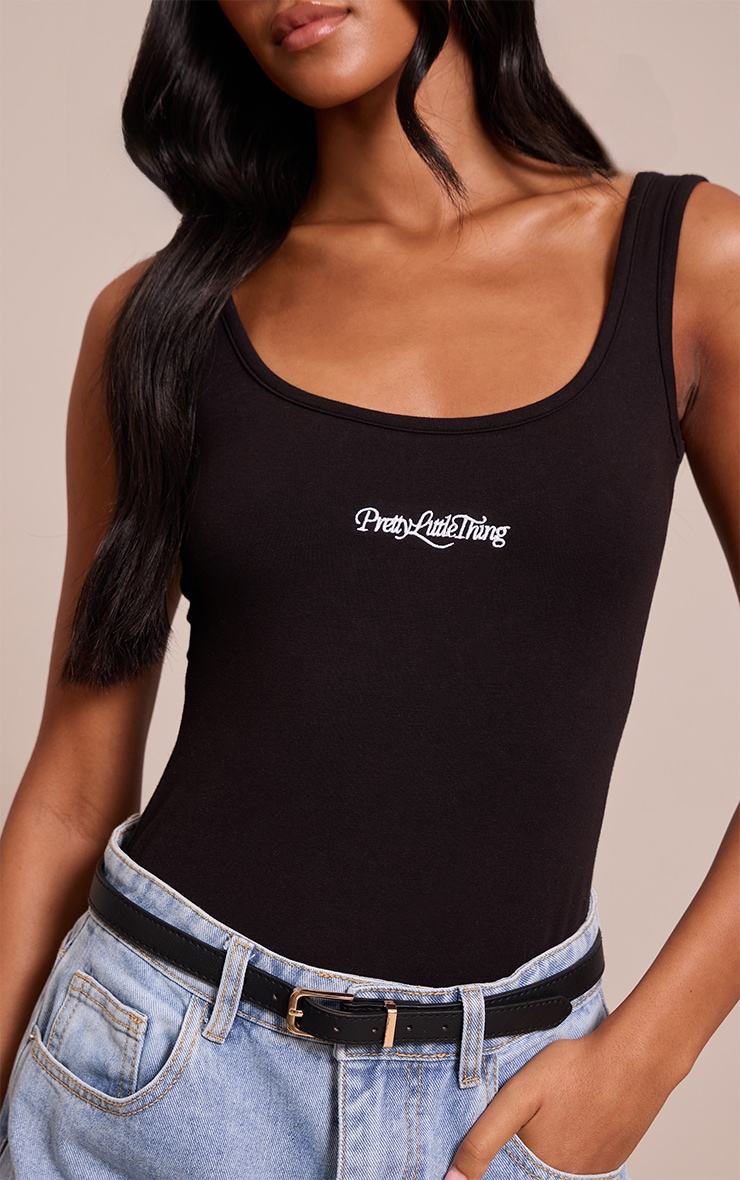 Tall Black Prettylittlething Scoop Neck Bodysuit image 4