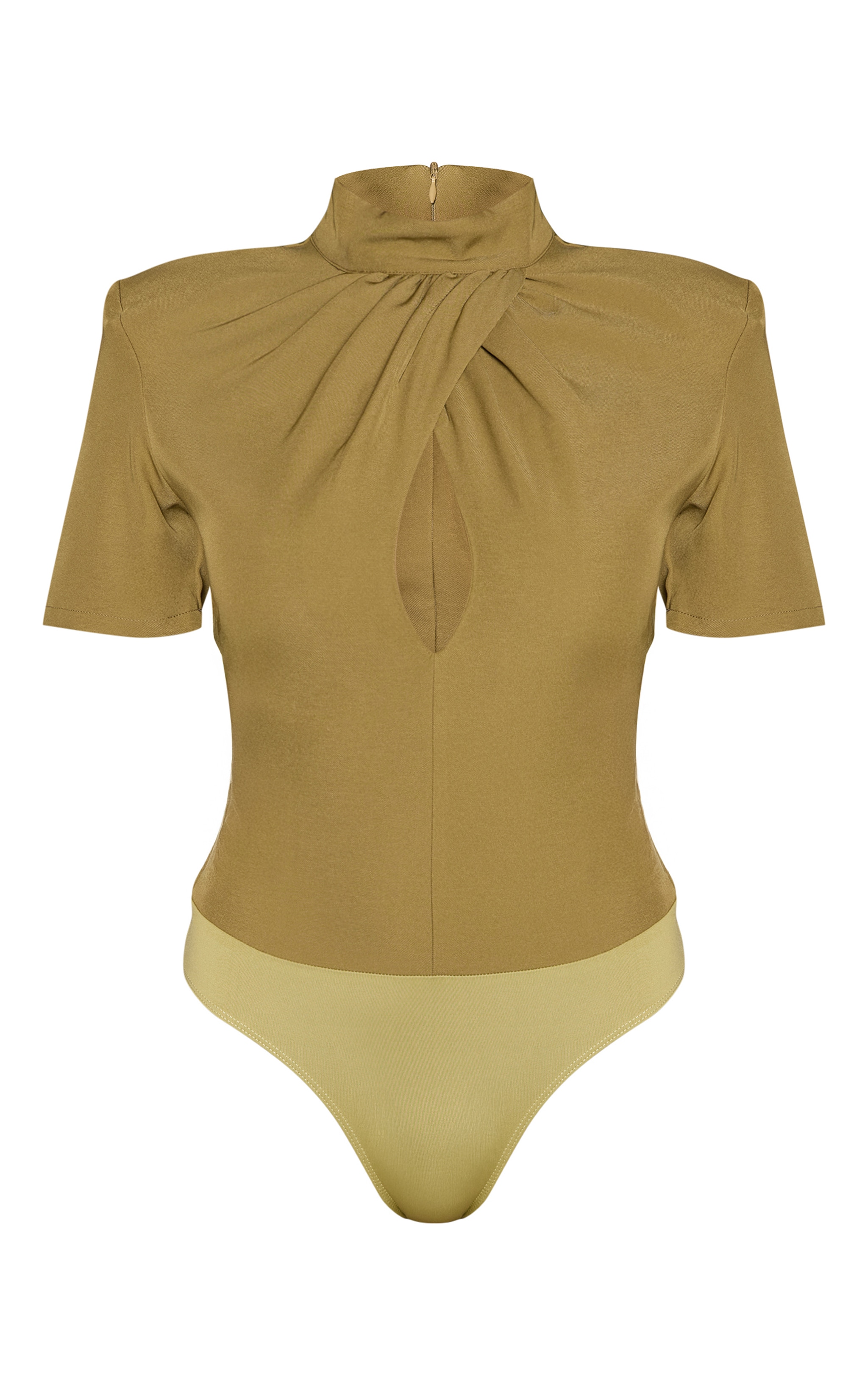 Chartreuse Twist Detail Shoulder Pad Bodysuit image 5