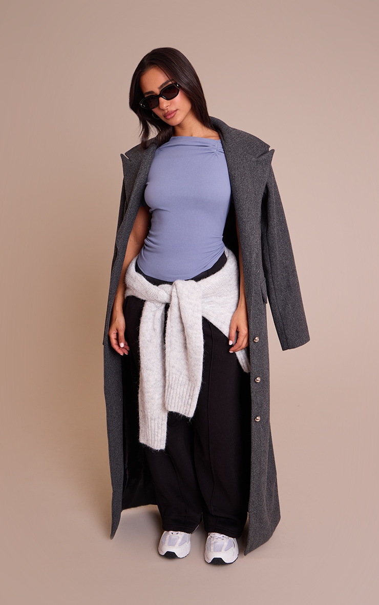 Petite Dusky Blue Super Soft Twist Detail Cap Sleeve Top image 3