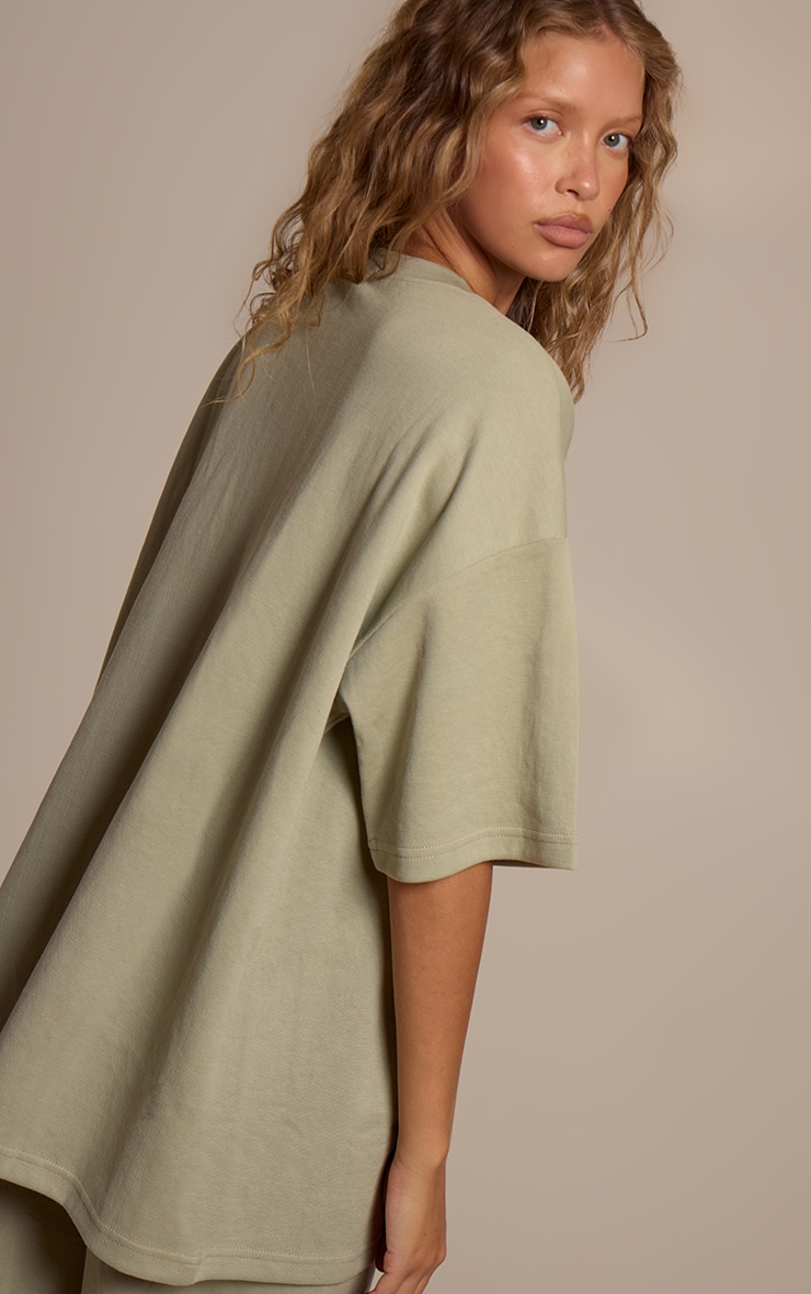 Sage Khaki Jersey Oversized T-shirt image 2