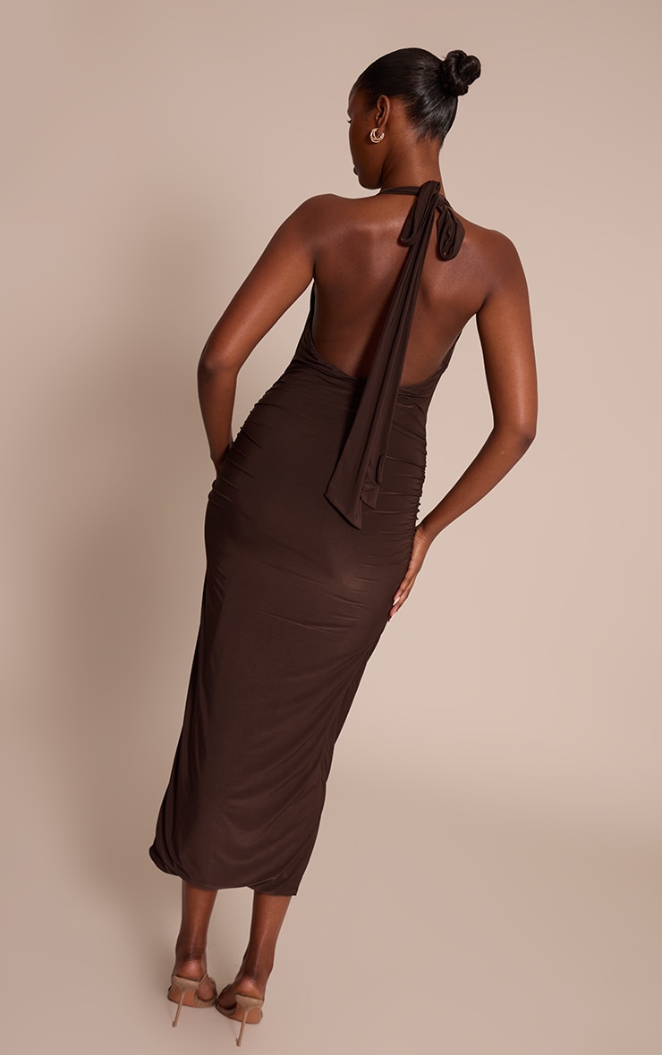 Chocolate Extreme Plunge Maxi Dress image 2