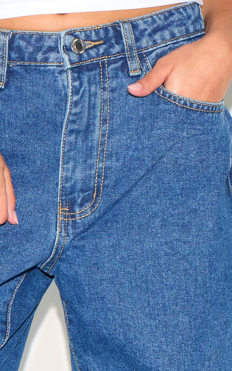Petite Jean mom bleu foncé à taille haute image 4