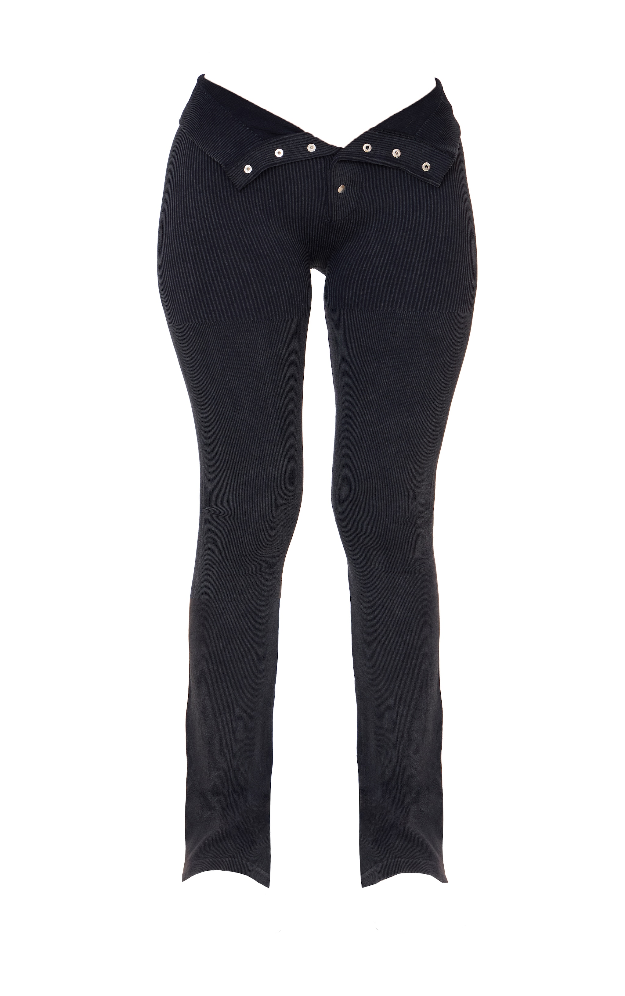 Petite Washed Charcoal Faded Snatched Rib Button Detail Flared Leggings image 5