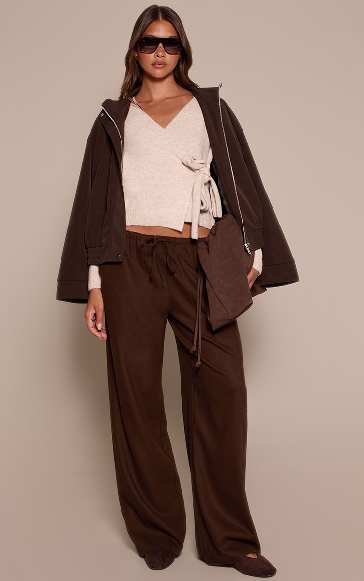 Oatmeal Soft Knit Tie Side Wrap Cardigan image 3