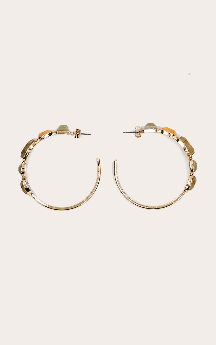Gold Multi Resin Hoop Earrings image 3