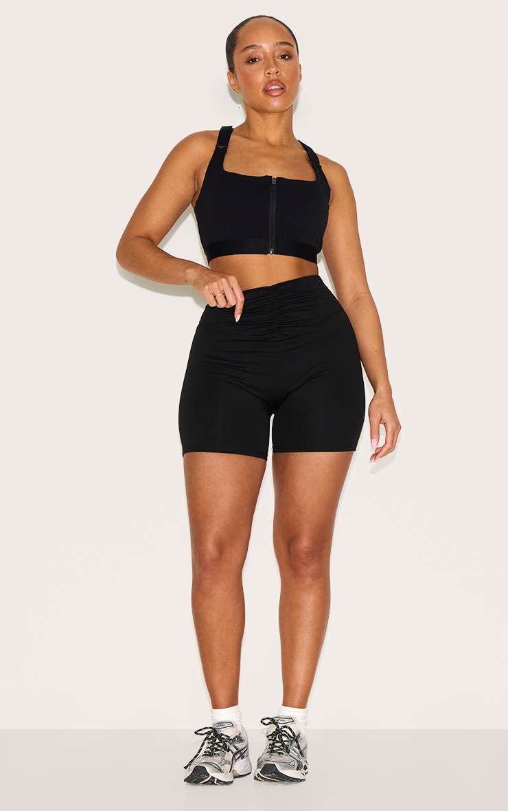 Shape Brassière de sport rembourrée noire à bretelles ajustables et zip devant image 3