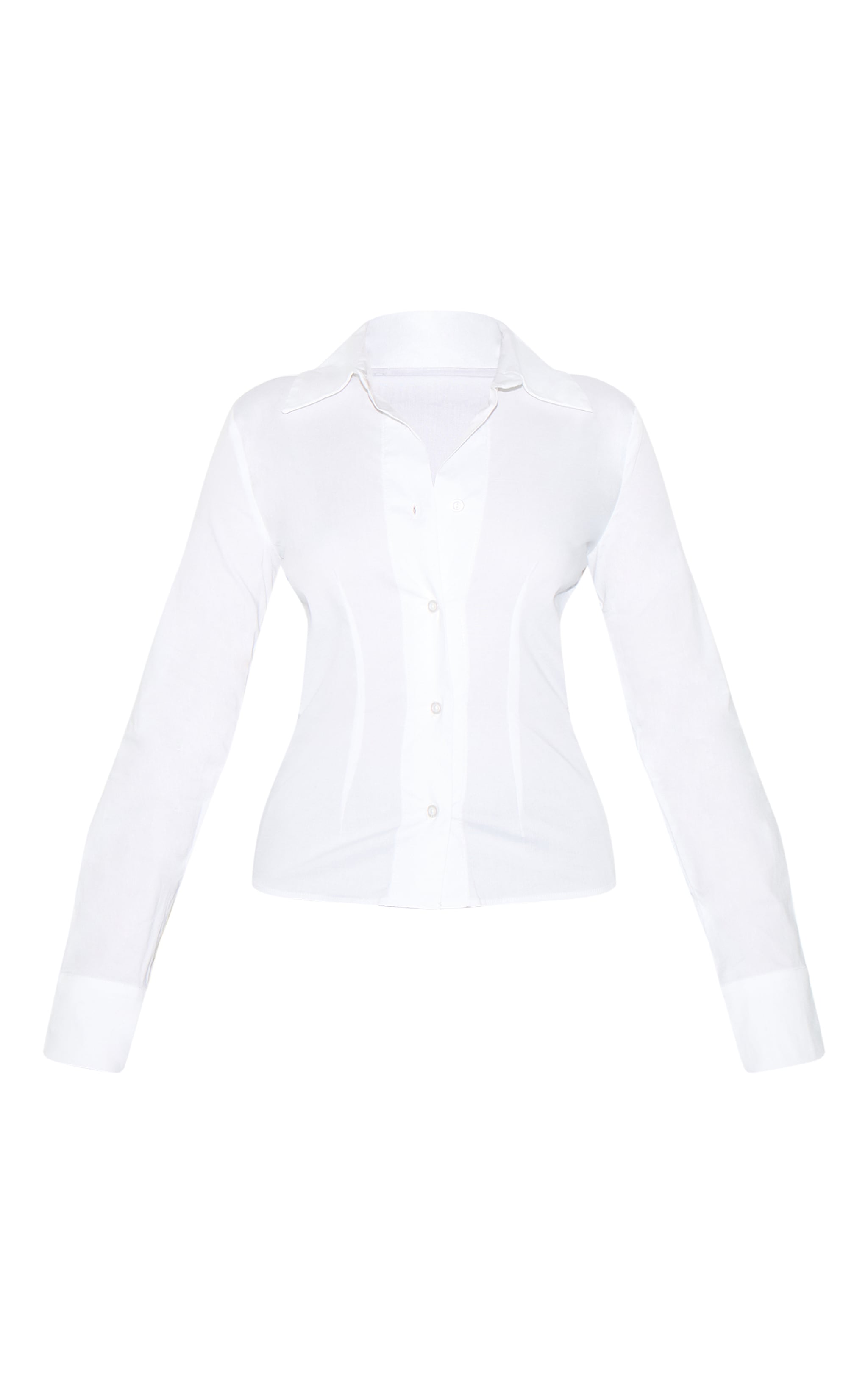 White Fitted Long Sleeve Shirt image 5