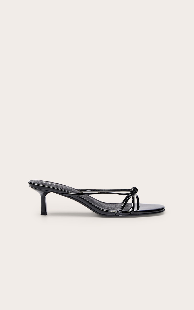 Mules vernies noires à talon et brides nouées image 2