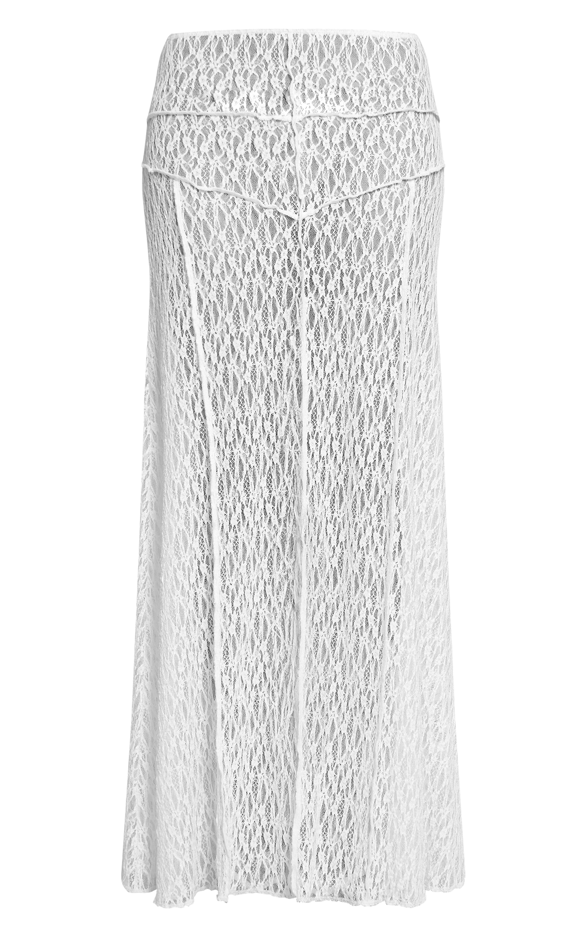 Jupe longue en dentelle blanche à lisérés surjetés image 5